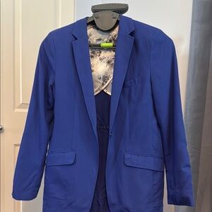 H&M Blue Blazer with Floral Lining (size EUR 42, US 12)